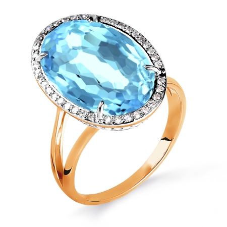 Т141015832-01 золотое кольцо с топазом и бриллиантами