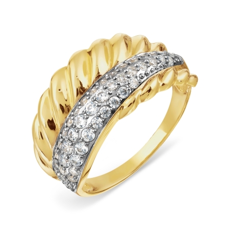 Т942017926 кольцо из желтого золота с фианитами