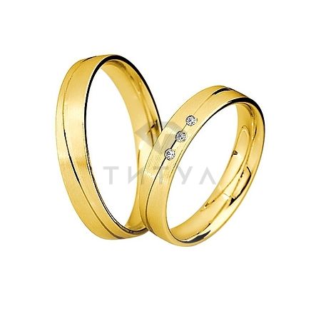 Т-27167 золотые парные обручальные кольца (ширина 4 мм.) (цена за пару)