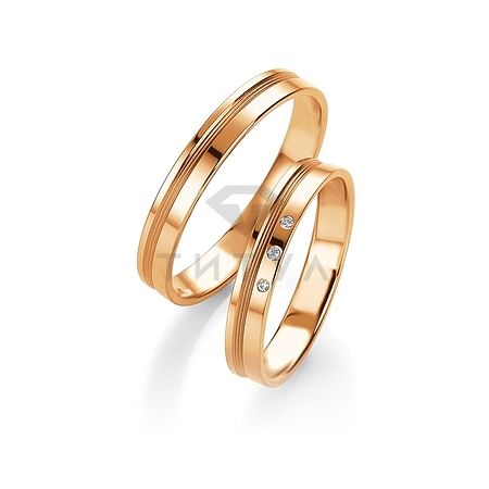 Т-26769 золотые парные обручальные кольца (ширина 3 мм.) (цена за пару)