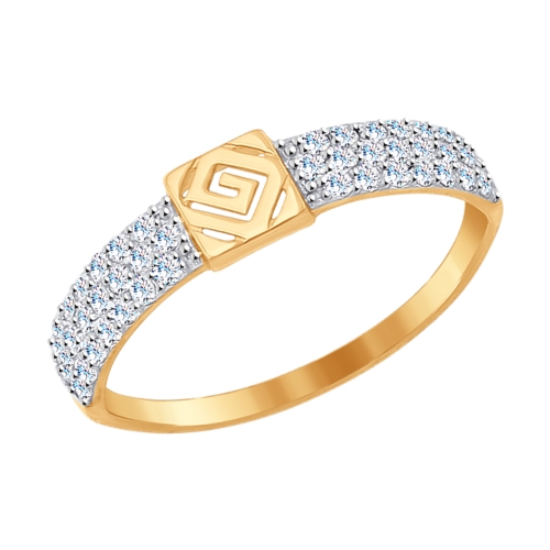 Женское золотое кольцо (Фианит) (17.5 р-р)