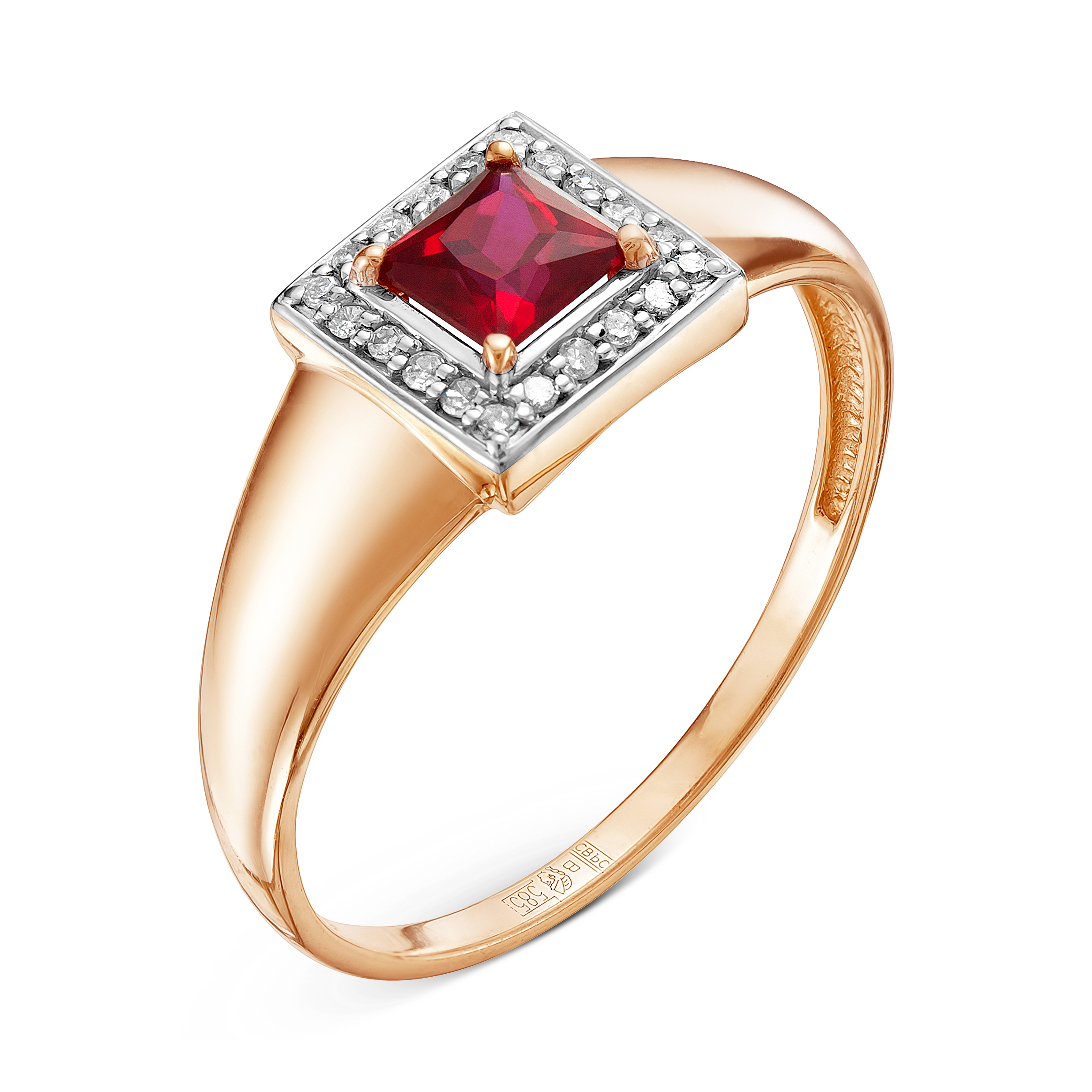 Золотое кольцо с рубинами и бриллиантами арт.70700