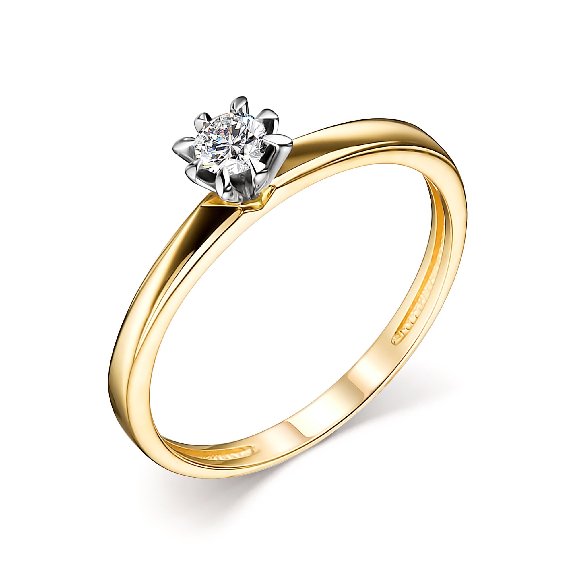 Кольцо из золота с бриллиантом (р-р 19)