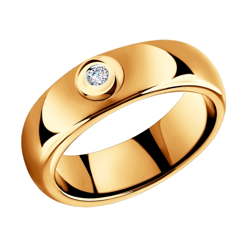 Кольцо из золота с бриллиантом и керамической вставкой