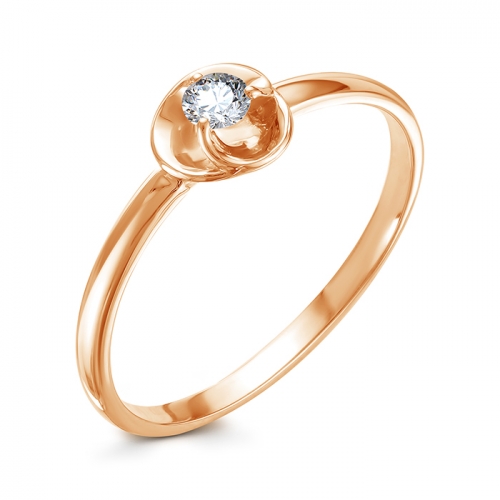 Помолвочное кольцо из красного золота с муассанитом (р-р 17)