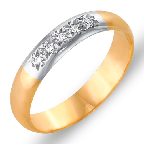 КО112-010 кольцо обручальное из красного золота с бриллиантами
