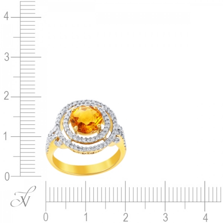 Кольцо из золота 585 пробы с бриллиантами и цитрином