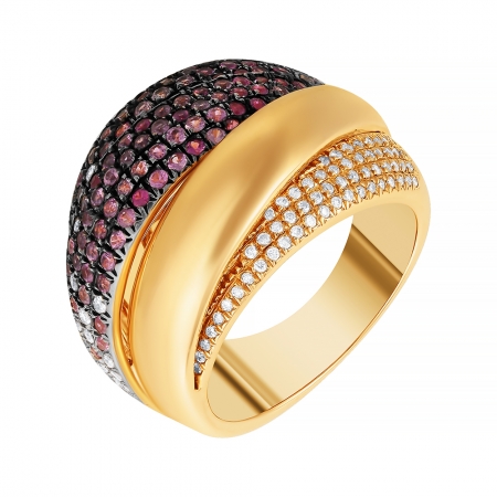 Кольцо из золота с розовыми сапфирами