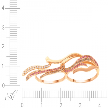 Кольцо из розового золота 585 пробы с сапфирами и бриллиантами