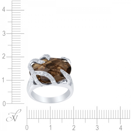 Кольцо из белого золота 585 пробы с бриллиантами и раухтопазом