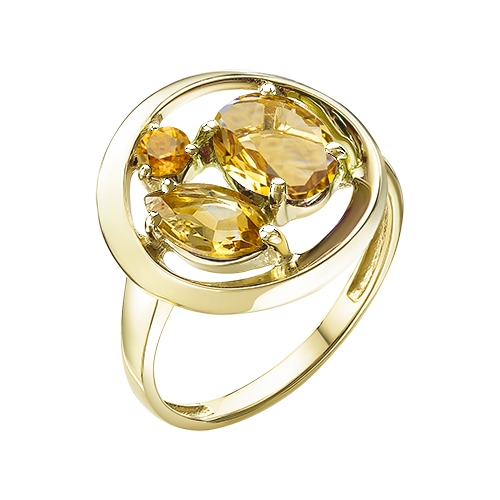 Кольцо из жёлтого золота с цитринами
