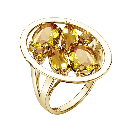 Кольцо из жёлтого золота с цитринами