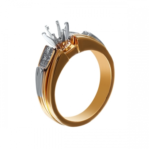 Оправа кольца из красного и белого золота с бриллиантами