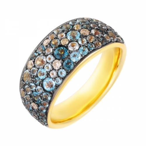 Кольцо из золота с бриллиантами и топазами