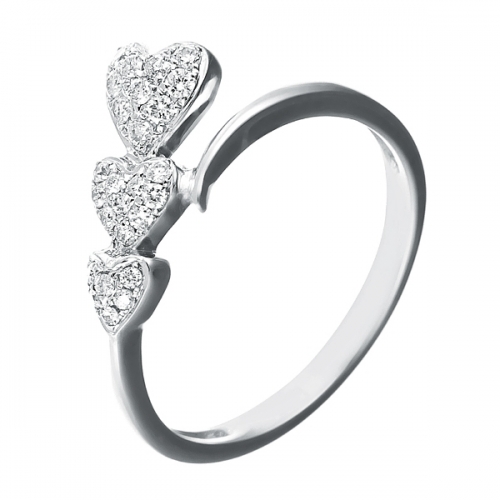 Кольцо из белого золота с бриллиантами (сердце)
