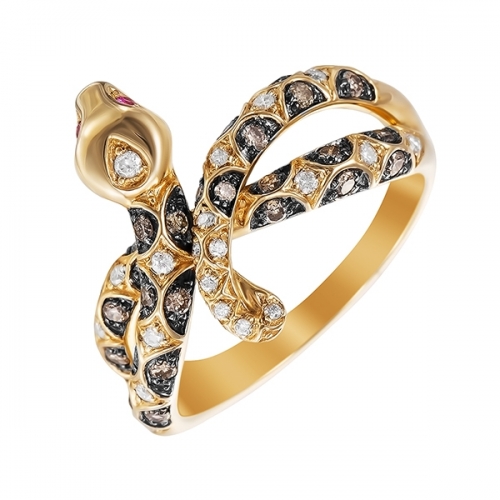 Кольцо из золота с бриллиантами и сапфирами (змея)