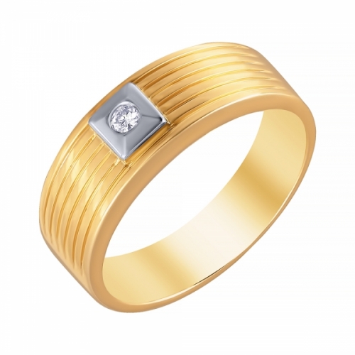 Кольцо из красного и белого золота с бриллиантом