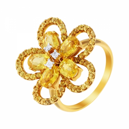 Кольцо из золота с бриллиантами и сапфирами (цветы)
