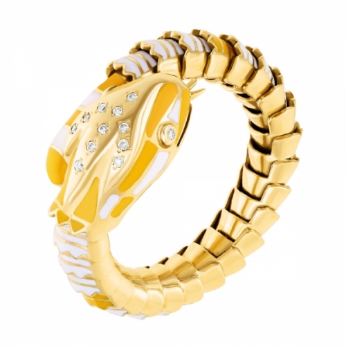 Кольцо из золота с бриллиантами и эмалью (змея)