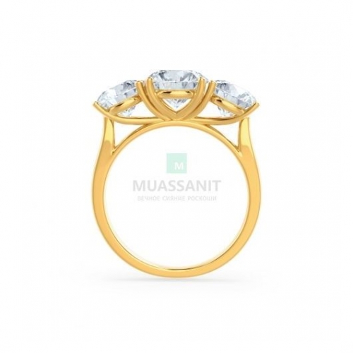 Женское кольцо из желтого золота с муассанитом