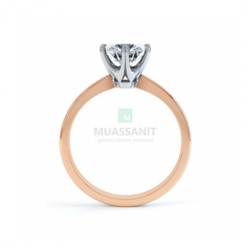 Помолвочное кольцо из комбинированного золота с муассанитом