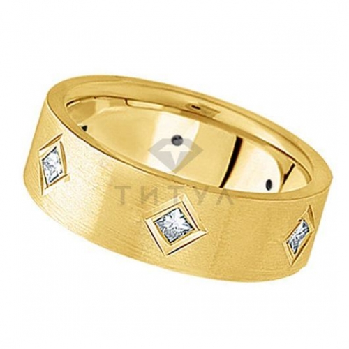 Мужское кольцо из желтого золота с муассанитом