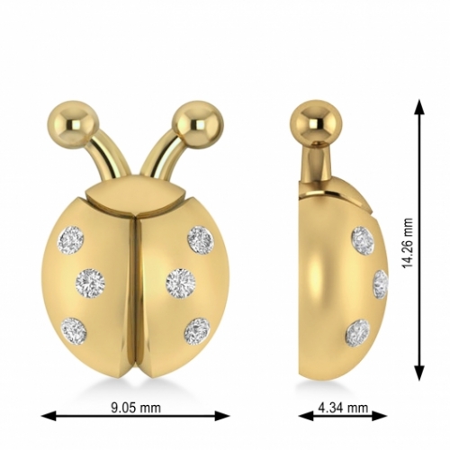 Пусеты из желтого золота "Божьи коровки" с муассанитами