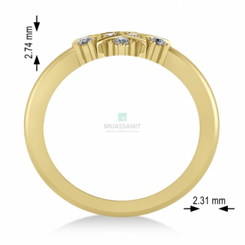 Женское кольцо из желтого золота с муассанитами
