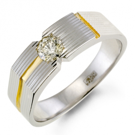 Мужское кольцо из белого золота c бриллиантом