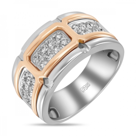 Мужское кольцо из комбинированного золота c бриллиантами