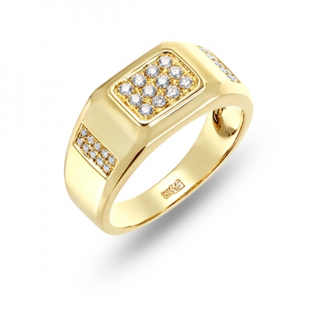 Мужское кольцо из желтого золота c бриллиантами