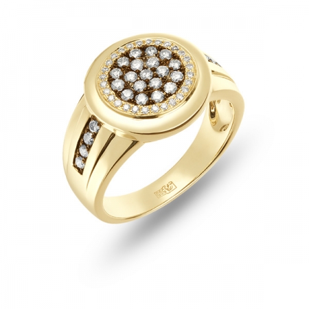 Мужское кольцо из желтого золота c бриллиантами
