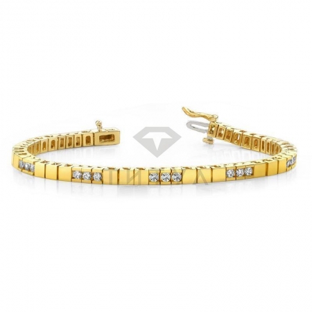 М-10453 теннисный браслет из желтого золота с муассанитами