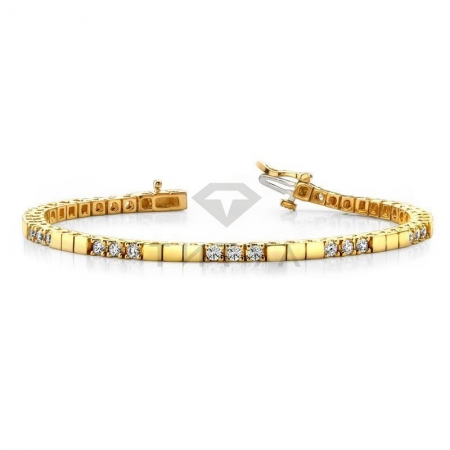 М-10451 теннисный браслет из желтого золота с муассанитами