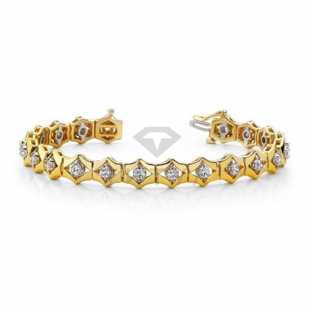 Винтажный золотой браслет с муассанитами из золота двух цветов