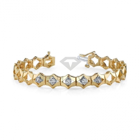 М-10109 винтажный золотой браслет с муассанитами из золота двух цветов