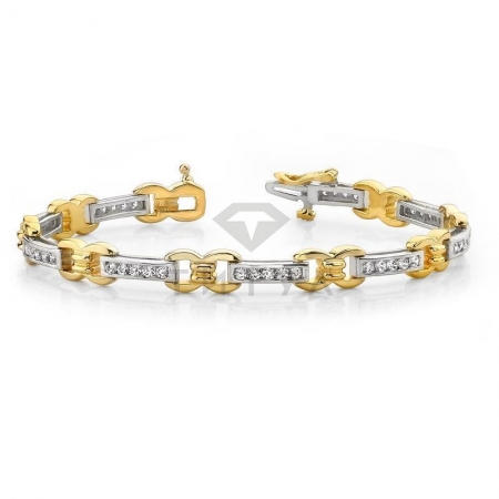 М-10252 дизайнерский золотой браслет с муассанитами из золота двух цветов