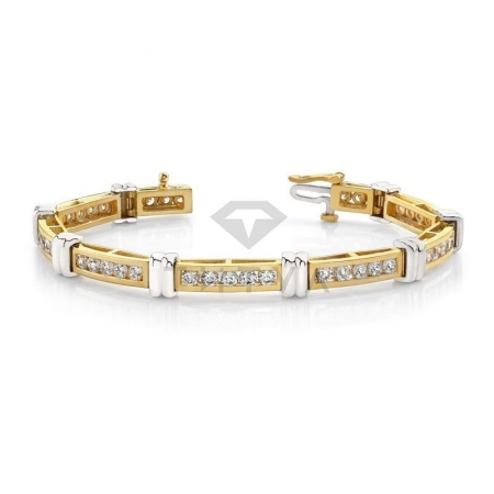 М-10298 дизайнерский золотой браслет с муассанитами из золота двух цветов