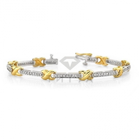 Дизайнерский золотой браслет с муассанитами из золота двух цветов