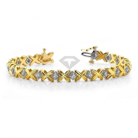 М-10113 винтажный золотой браслет с муассанитами из золота двух цветов