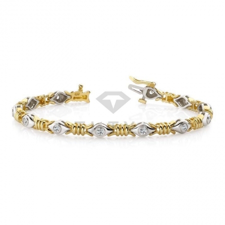 М-10214 дизайнерский браслет с муассанитами из золота двух цветов