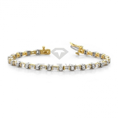 М-10300 дизайнерский золотой браслет с муассанитами из золота двух цветов