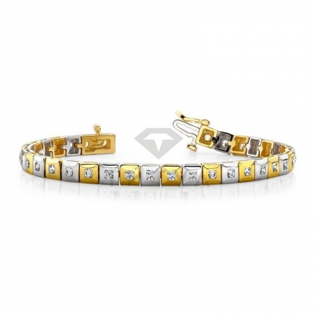 Дизайнерский золотой браслет с муассанитами из золота двух цветов