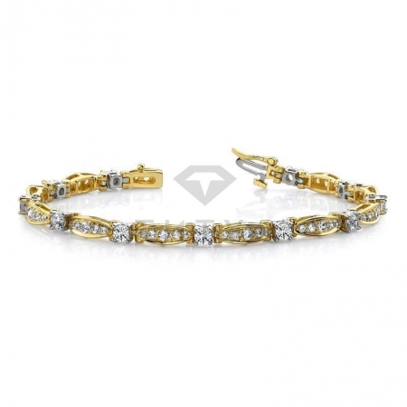 М-10296 дизайнерский золотой браслет с муассанитами из золота двух цветов