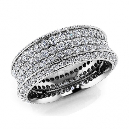 М-11857 модное кольцо с муассанитами из белого золота