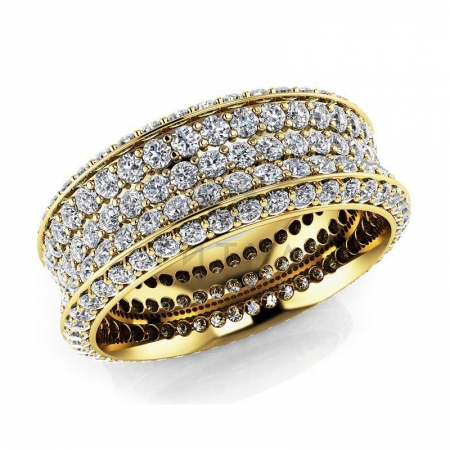 М-11927 модное кольцо с муассанитами из желтого золота