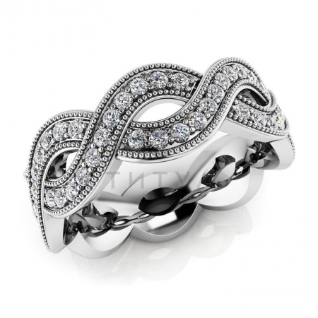М-11821 модное  винтажное кольцо с муассанитами из белого золота