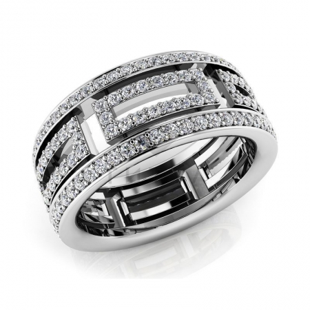 М-11832 модное кольцо с муассанитами из белого золота