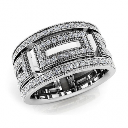 Ювелирная компания «ТИТУЛ» Модное винтажное кольцо с муассанитами из белого золота