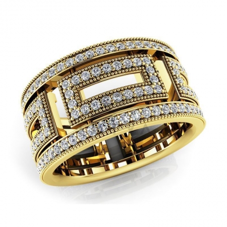 М-11905 модное винтажное кольцо с муассанитами из желтого золота